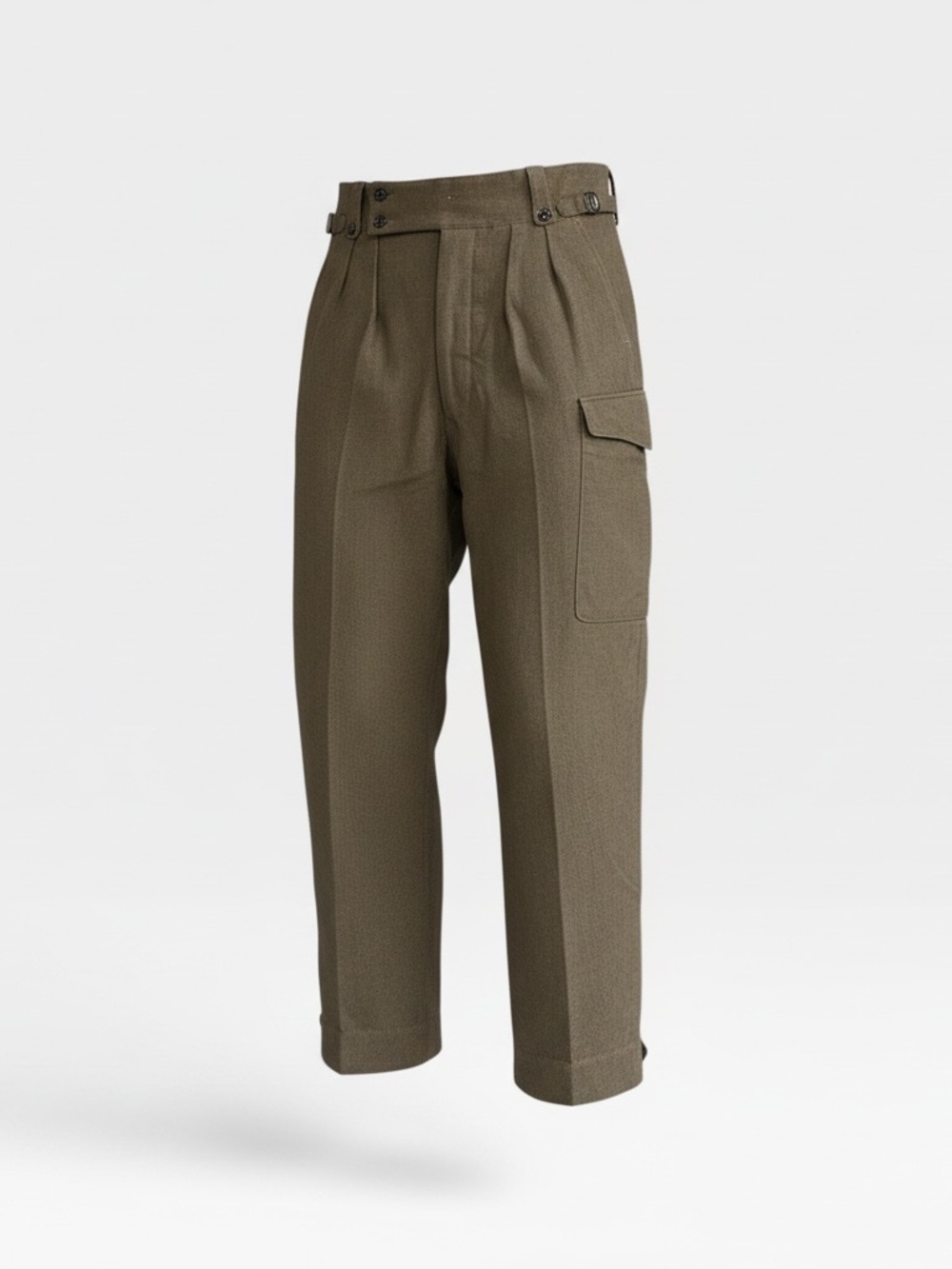 Vintage Australian Men's Wool Military Olive Cargo Trousers Pants 34”
